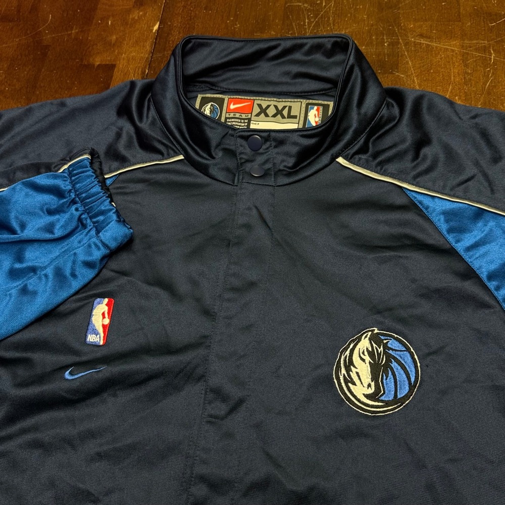 Nike Dallas Mavericks Jacket Mens XXL Navy Blue NBA Team Warm Up Snap Front